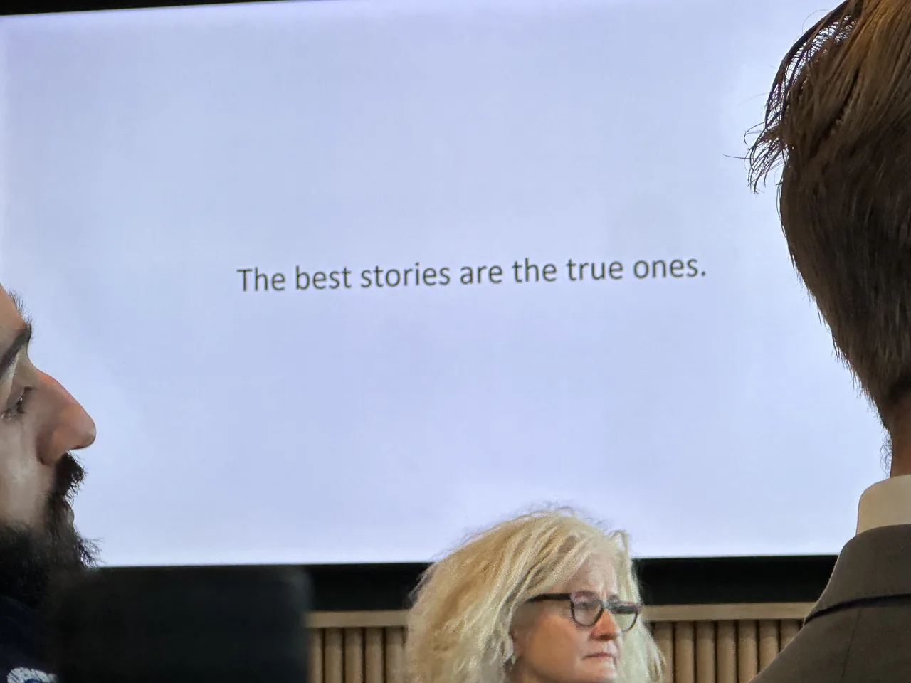 Slide from Daniel Flynn's presentation: The best stories are the true ones