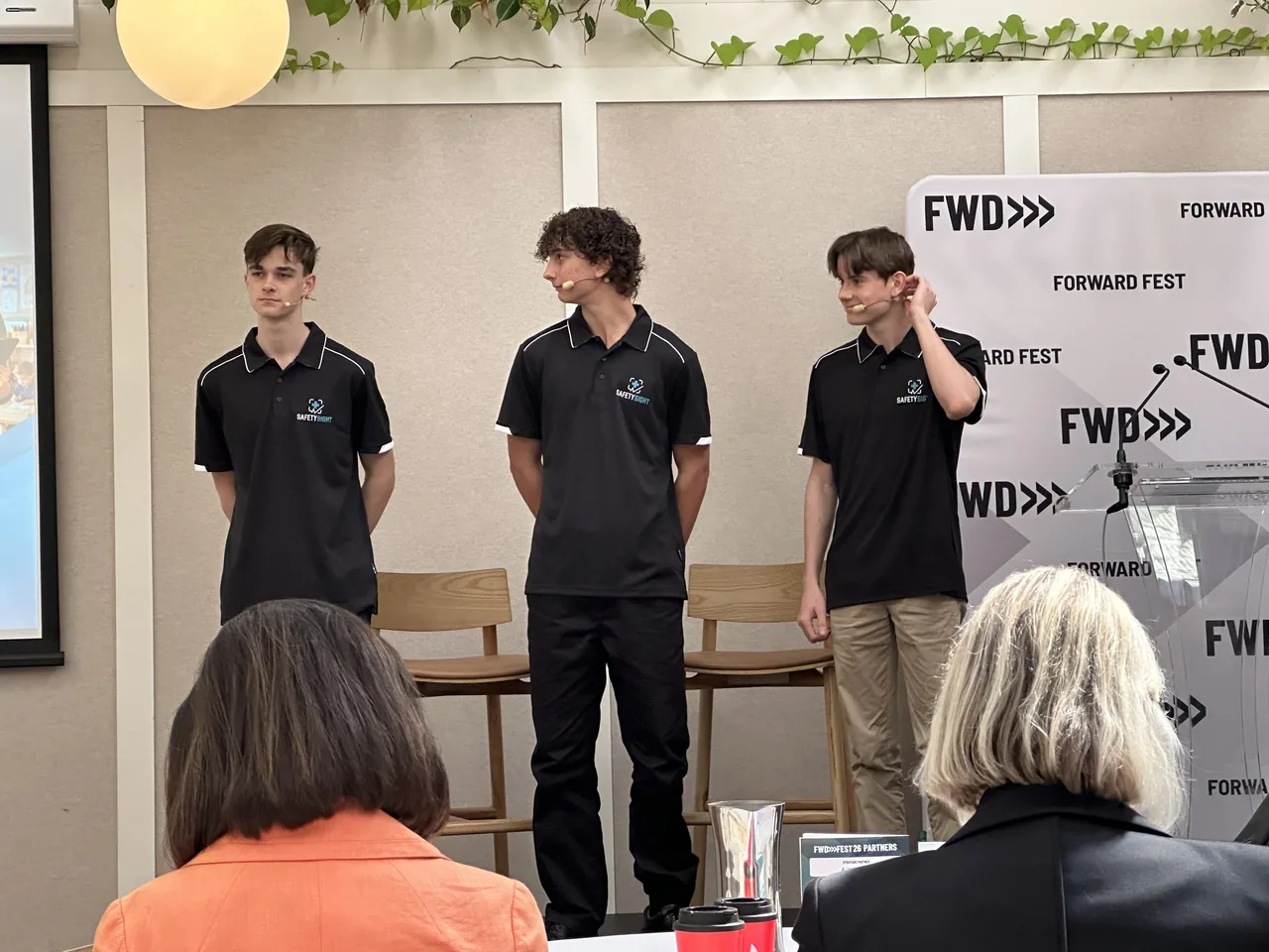 SafetySight student-led startup presenting on stage at FWD Fest 26