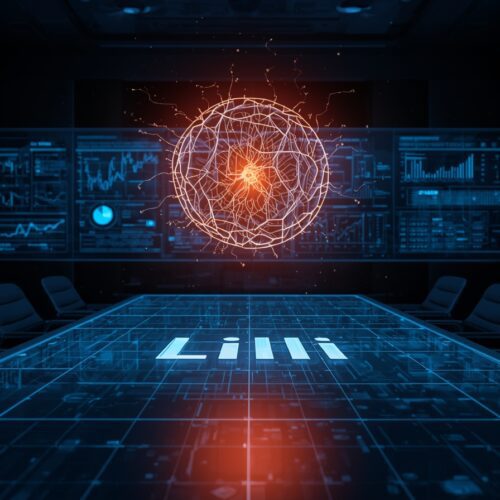 Lucid_Origin_A_glowing_AI_neural_core_floating_above_a_confere_1